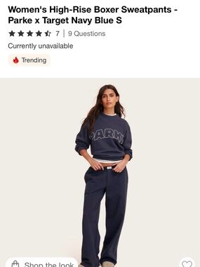 Parke Wide Leg High-Rise Sweatpants - Navy Blue
